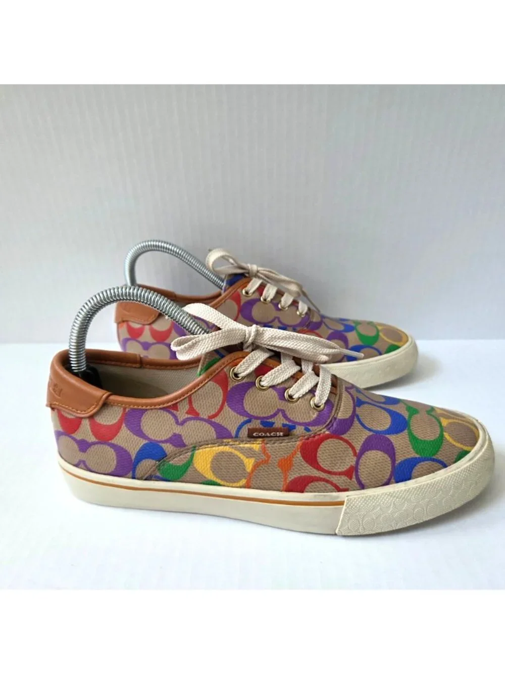 Coach Shoes Womens 7.5 Citysole Skate Sneakers Rainbow Signature Logo Canvas